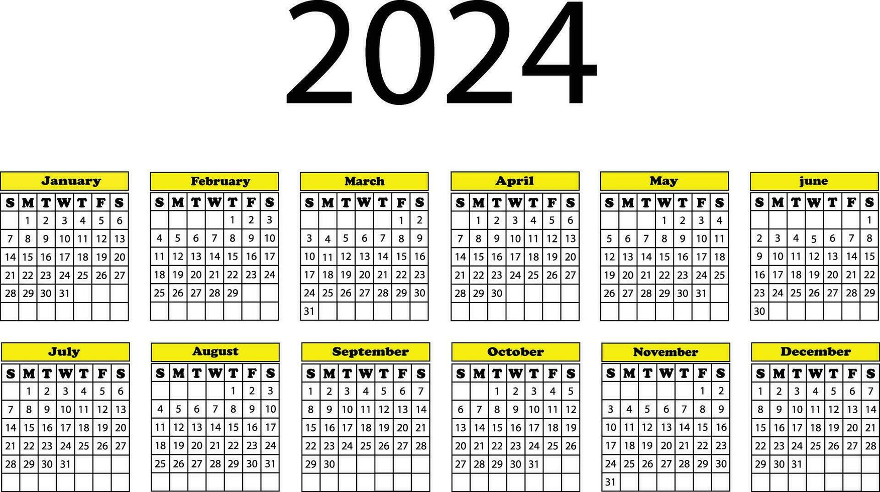 2024 calander Projeto . arte dentro ilustrador . vetor