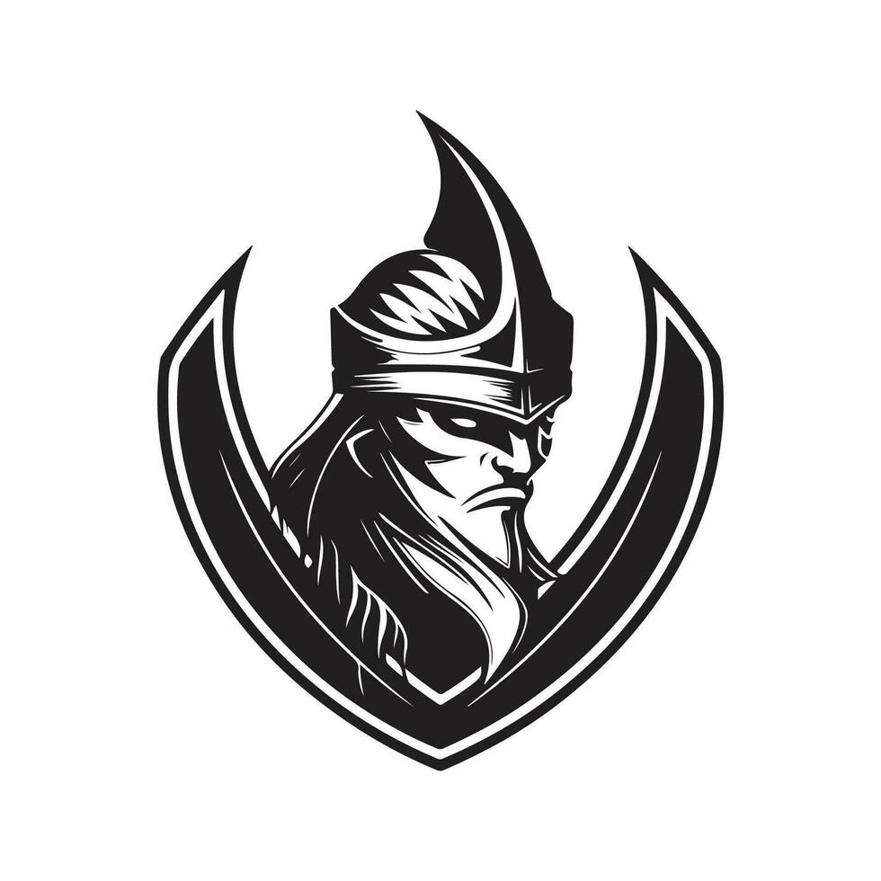 Guerreiro ladrão, vintage logotipo linha arte conceito Preto e branco cor, mão desenhado ilustração vetor