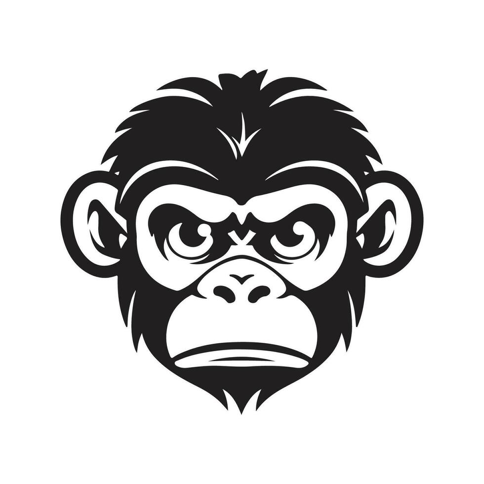 macaco face, vintage logotipo linha arte conceito Preto e branco cor, mão desenhado ilustração vetor