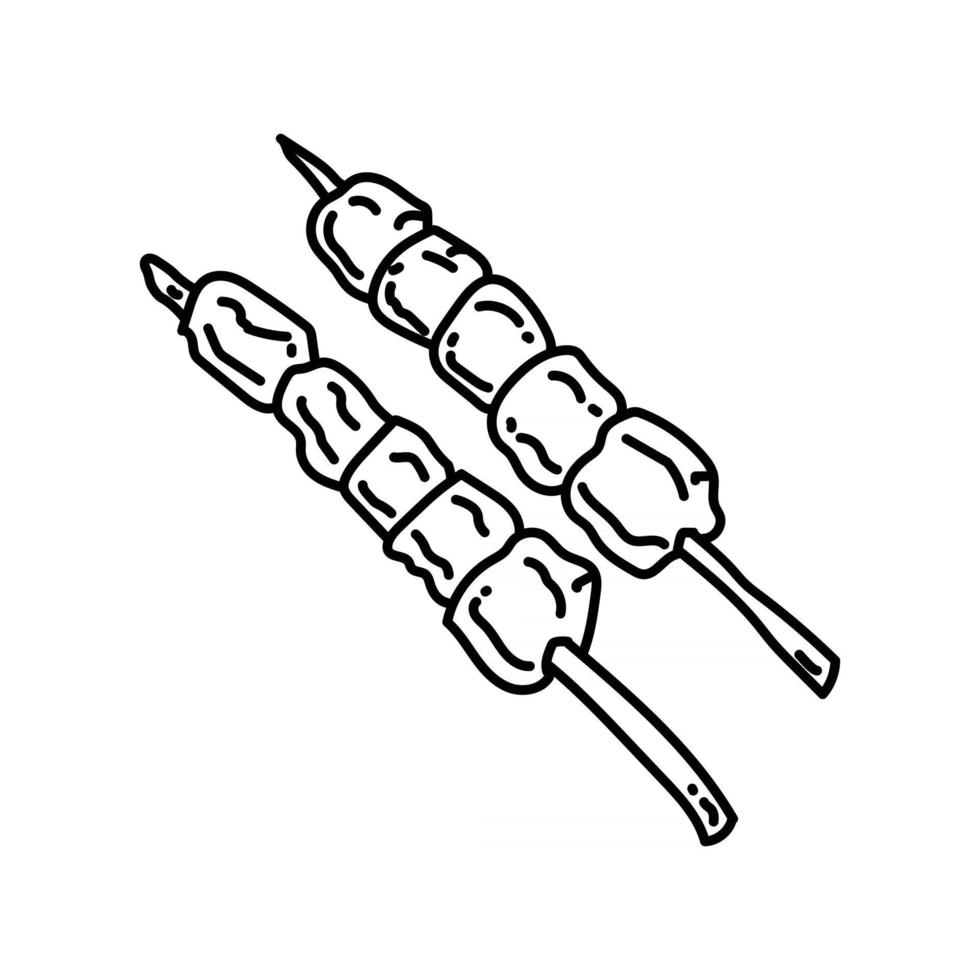 ícone espetadas de frango. doodle desenhado à mão ou estilo de ícone de contorno vetor