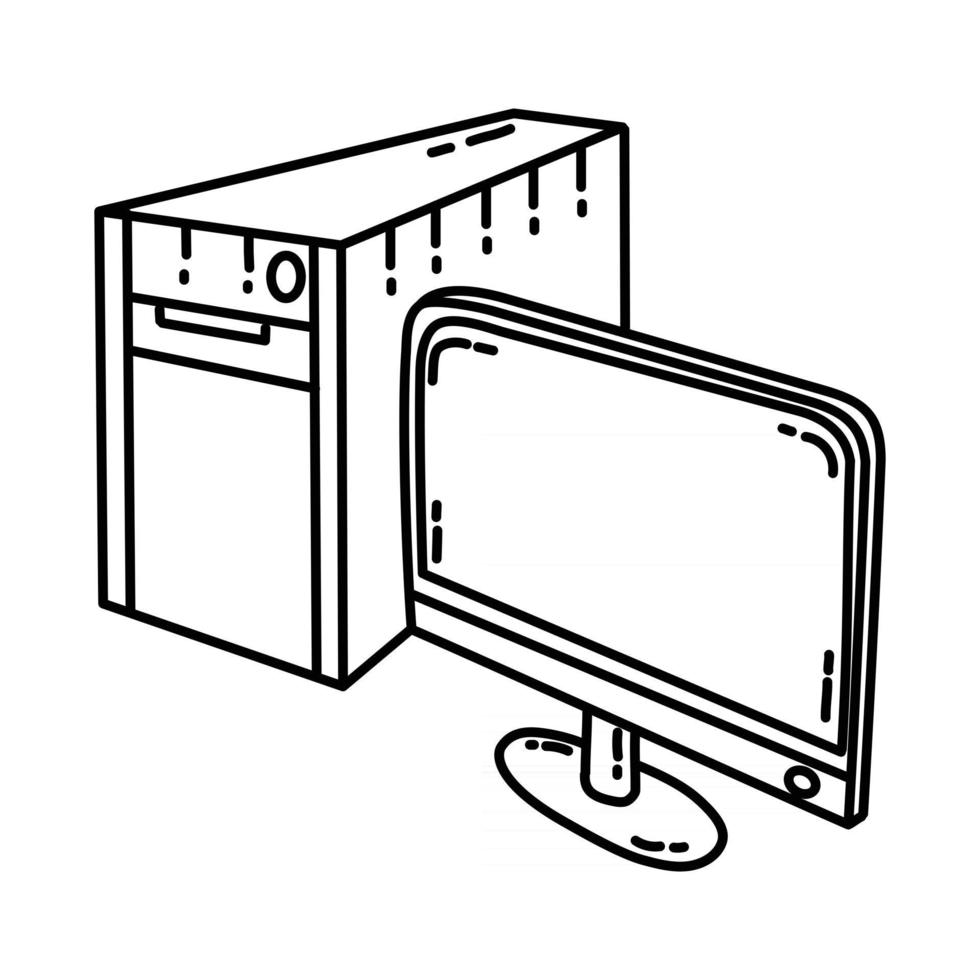 ícone do computador. doodle desenhado à mão ou estilo de ícone de contorno vetor