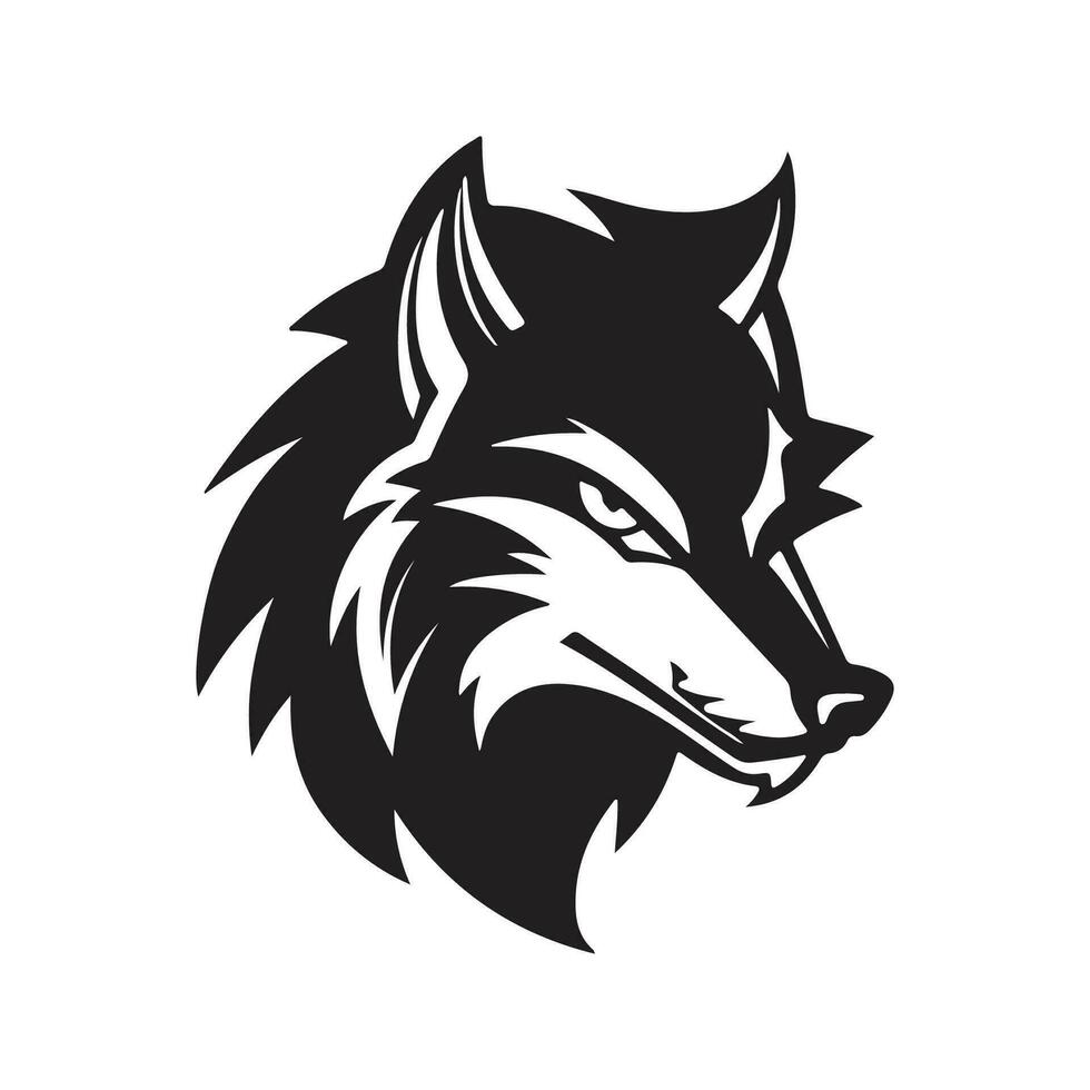 Lobo simples, vintage logotipo linha arte conceito Preto e branco cor, mão desenhado ilustração vetor