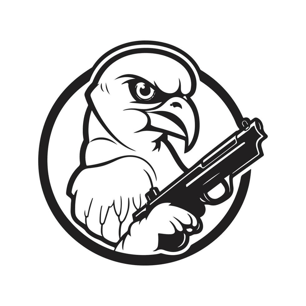 pássaro artilheiro, vintage logotipo linha arte conceito Preto e branco cor, mão desenhado ilustração vetor