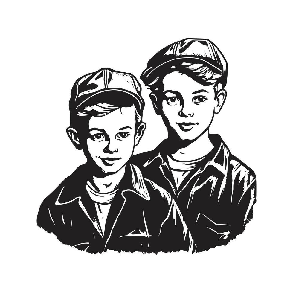casal, vintage logotipo linha arte conceito Preto e branco cor, mão desenhado ilustração vetor