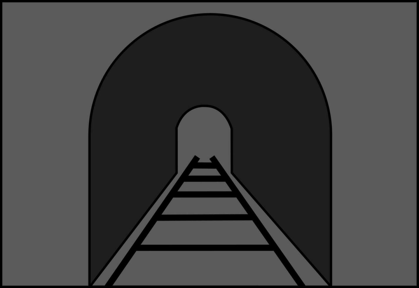 estrada de ferro túnel dentro Preto e cinzento cor. vetor