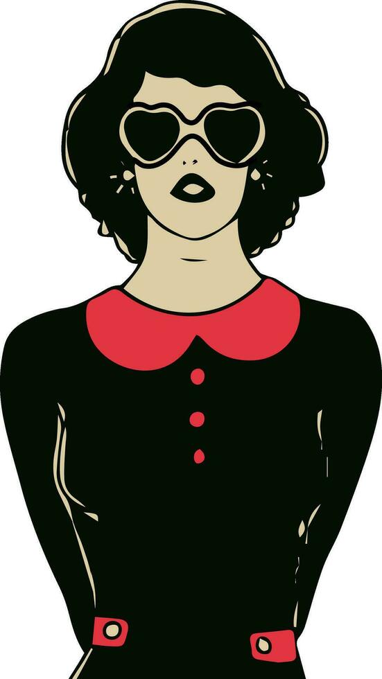 personagem do uma jovem menina dentro retro estilo. vetor