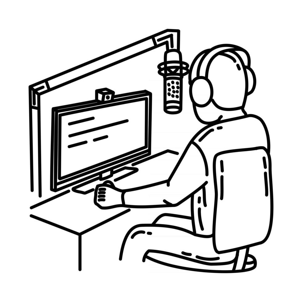 ícone do apresentador de rádio. doodle desenhado à mão ou estilo de ícone de contorno vetor