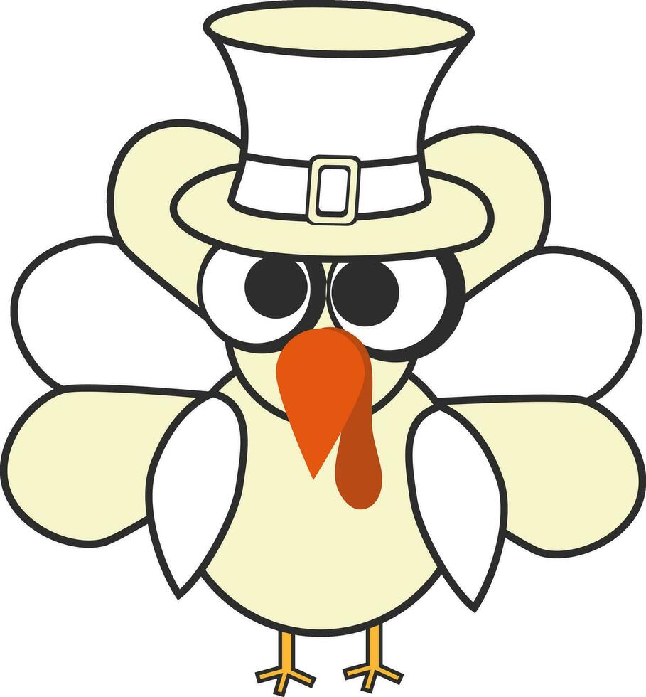 personagem do uma Peru pássaro com chapéu. vetor