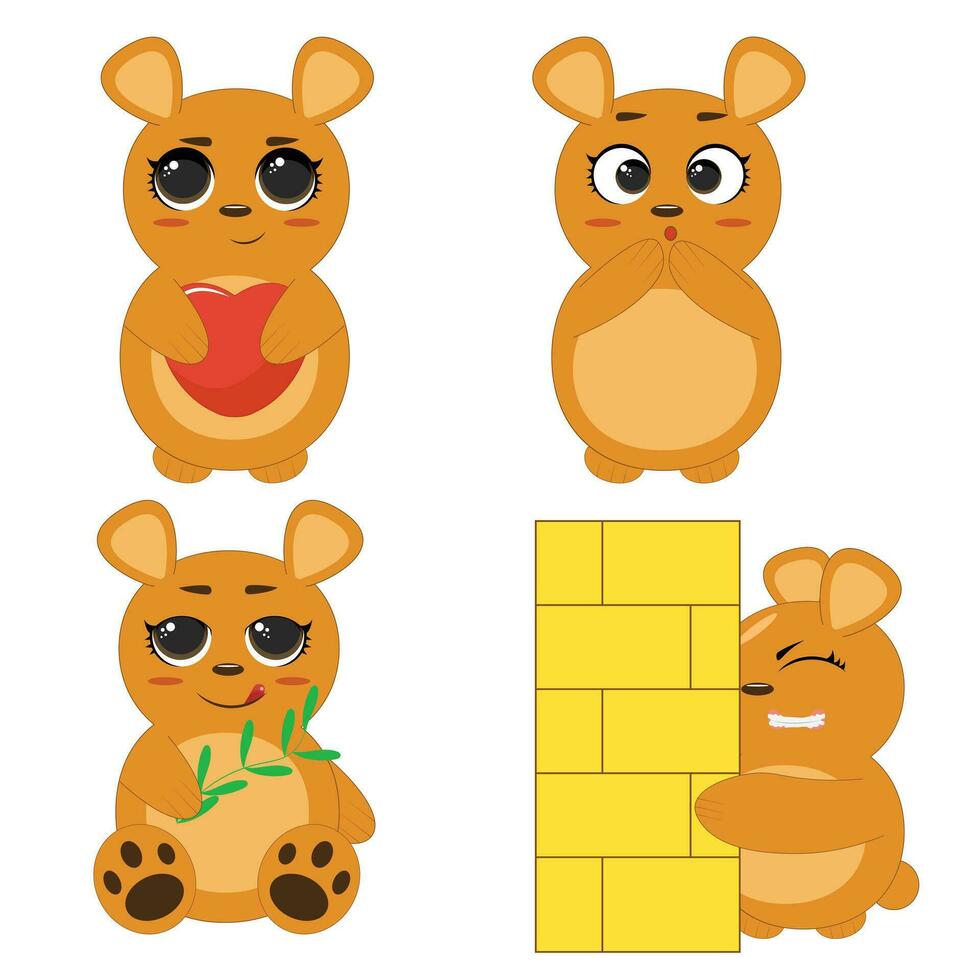 Urso vetor conjunto desenho animado animal personagem e fofa Castanho grisalho Urso ilustração animalesco conjunto crianças Urso de pelúcia Urso isolado em branco fundo