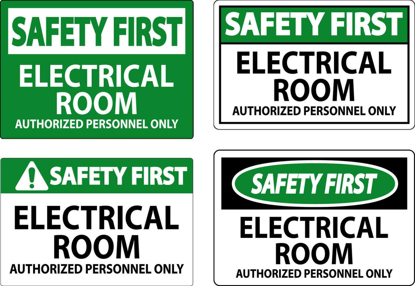 segurança primeiro placa elétrico quarto - autorizado pessoal só vetor