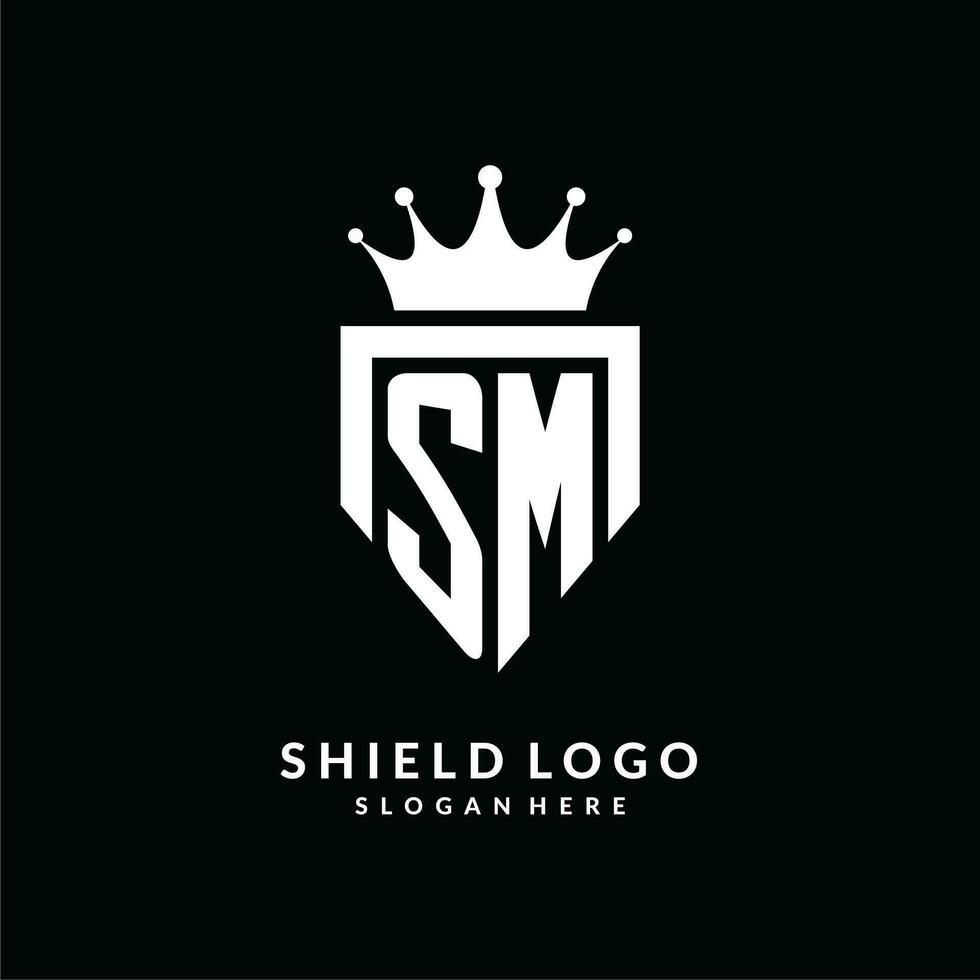 carta sm logotipo monograma emblema estilo com coroa forma Projeto modelo vetor