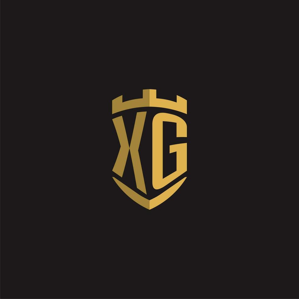 iniciais xg logotipo monograma com escudo estilo Projeto vetor