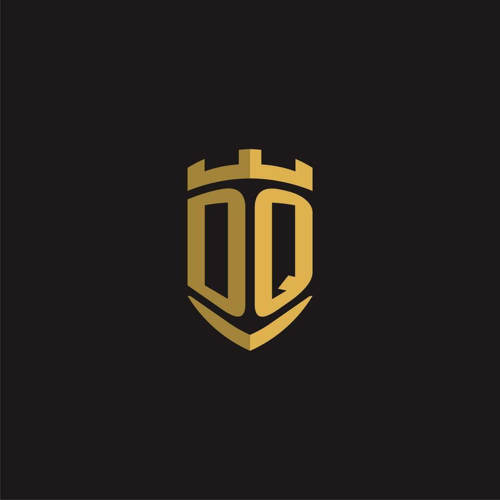 iniciais dq logotipo monograma com escudo estilo Projeto vetor