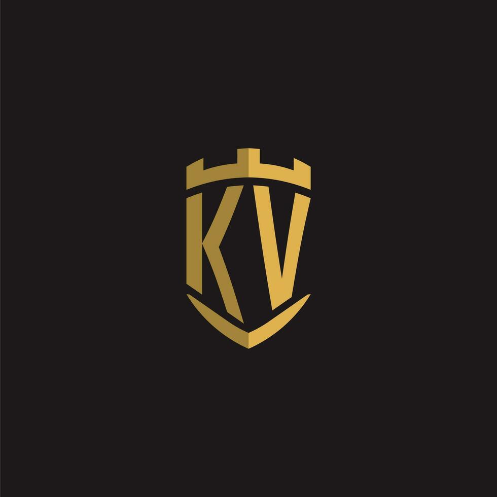 iniciais kv logotipo monograma com escudo estilo Projeto vetor