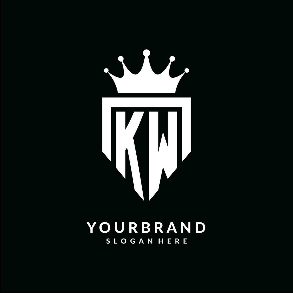 carta kw logotipo monograma emblema estilo com coroa forma Projeto modelo vetor