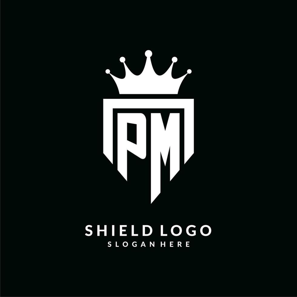 carta PM logotipo monograma emblema estilo com coroa forma Projeto modelo vetor