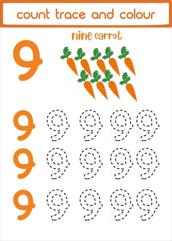 contar vestígios e cor de cenoura vetor