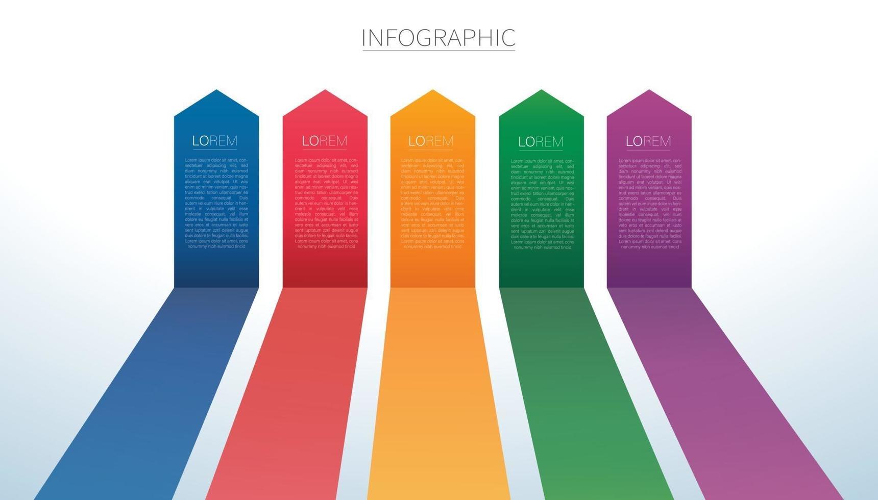 seta colorida linhas infográfico 5 opções ilustração vetorial de fundo vetor