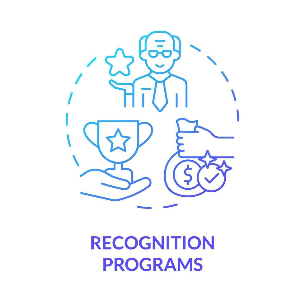 2d gradiente reconhecimento programas fino linha ícone conceito, isolado vetor, azul ilustração representando não aposentadoria. vetor