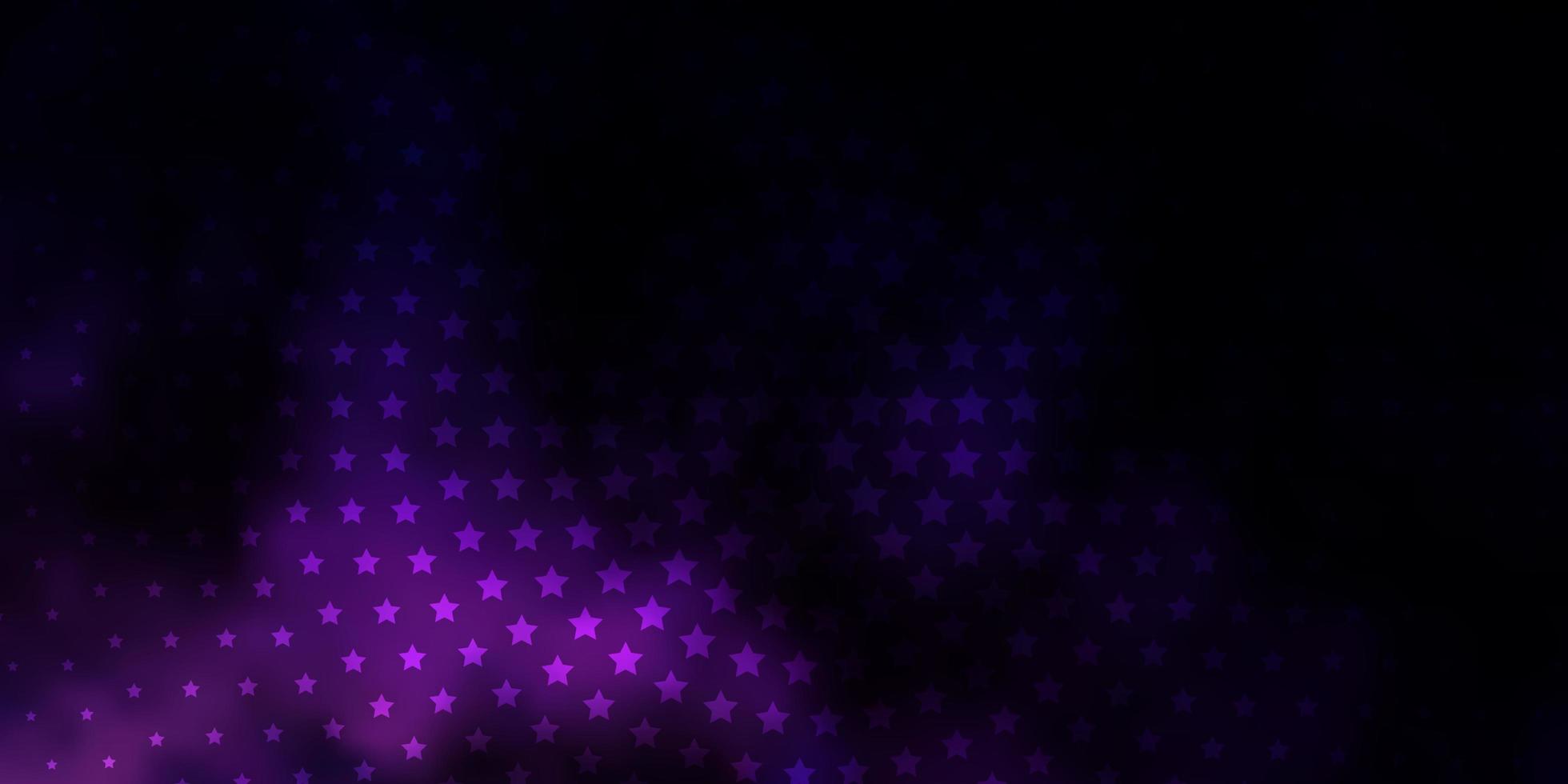 fundo vector roxo escuro com estrelas pequenas e grandes. ilustração colorida com estrelas gradientes abstratas. padrão para embrulhar presentes.