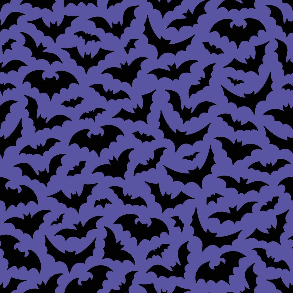 vôo morcegos silhueta desatado padronizar em roxa fundo vetor