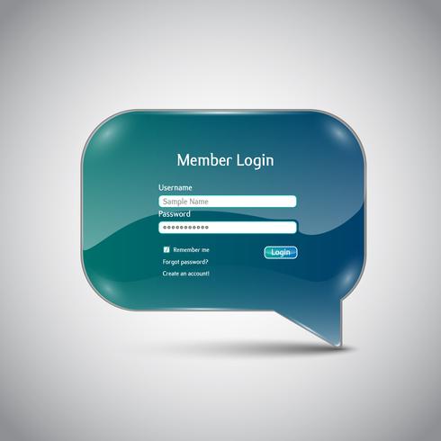 Interface de "Login de membro" da bolha de fala vetor