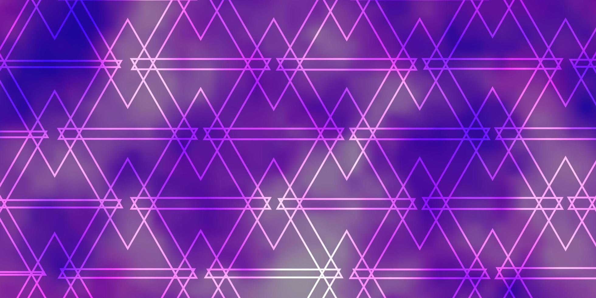 padrão de vetor roxo claro com linhas, triângulos. ilustração gradiente moderna com triângulos coloridos. padrão para livretos, folhetos