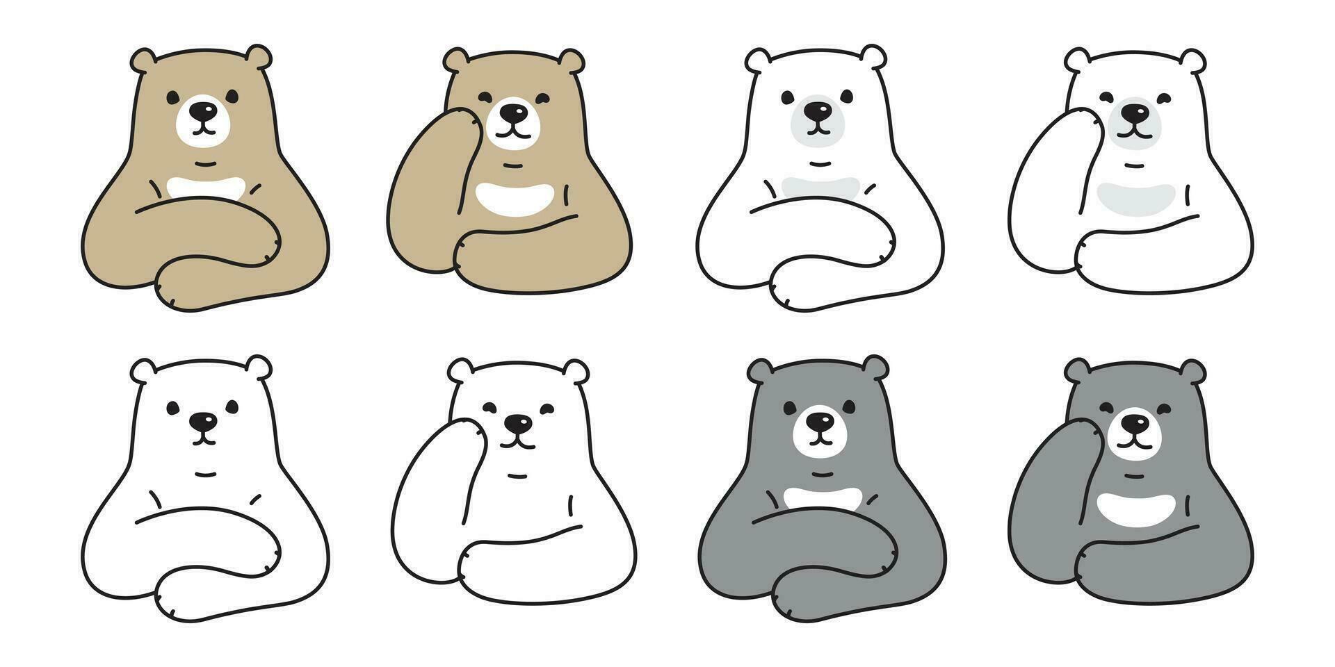 Urso vetor polar Urso ícone desenho animado personagem Urso de pelúcia logotipo ilustração rabisco