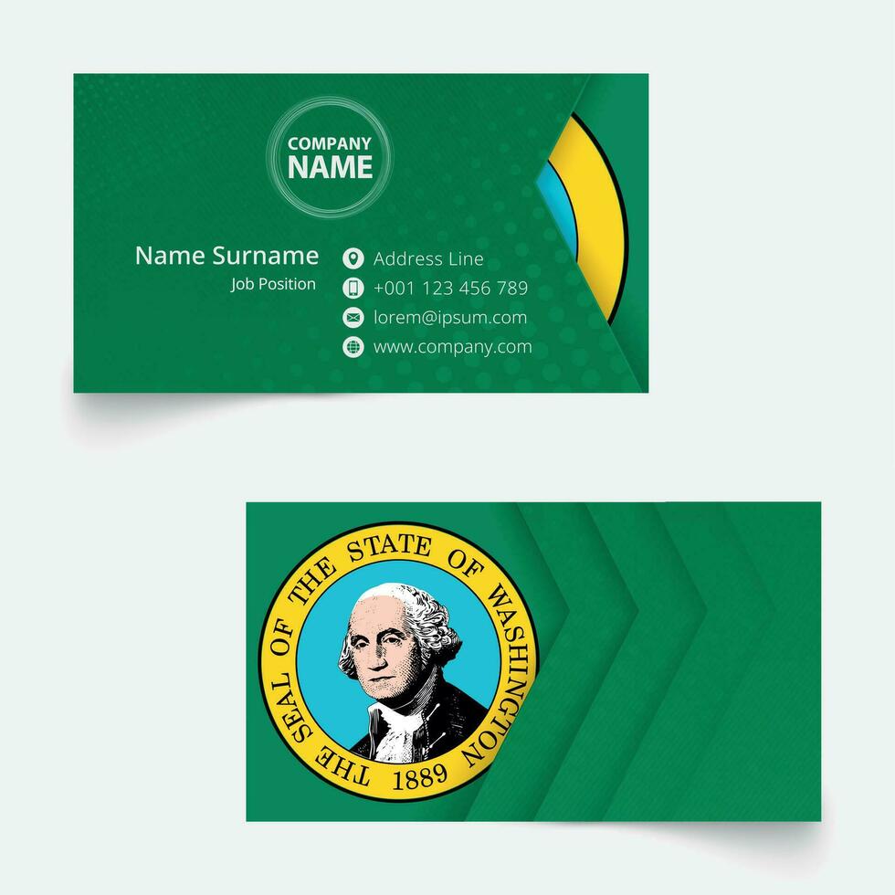 Washington bandeira o negócio cartão, padrão Tamanho 90x50 milímetros o negócio cartão modelo. vetor