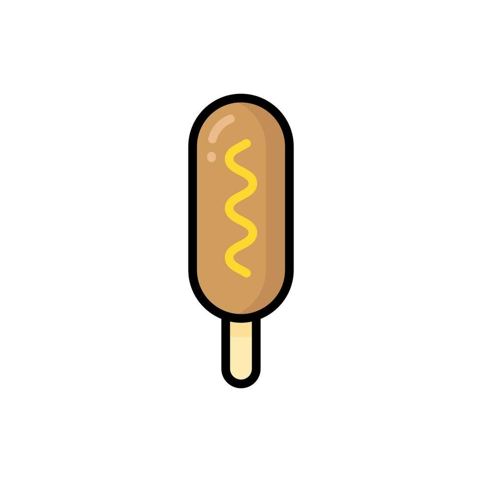 simples corndog linear cor ícone. a ícone pode estar usava para sites, impressão modelos, apresentação modelos, ilustrações, etc vetor