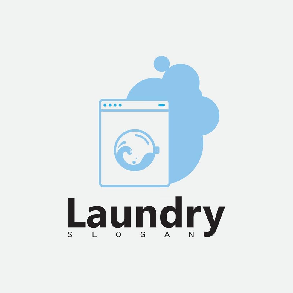 logotipo da máquina de lavar roupa com um círculo para o ícone da sua empresa de lavanderia vetor