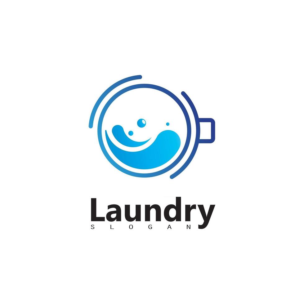 logotipo da máquina de lavar roupa com um círculo para o ícone da sua empresa de lavanderia vetor