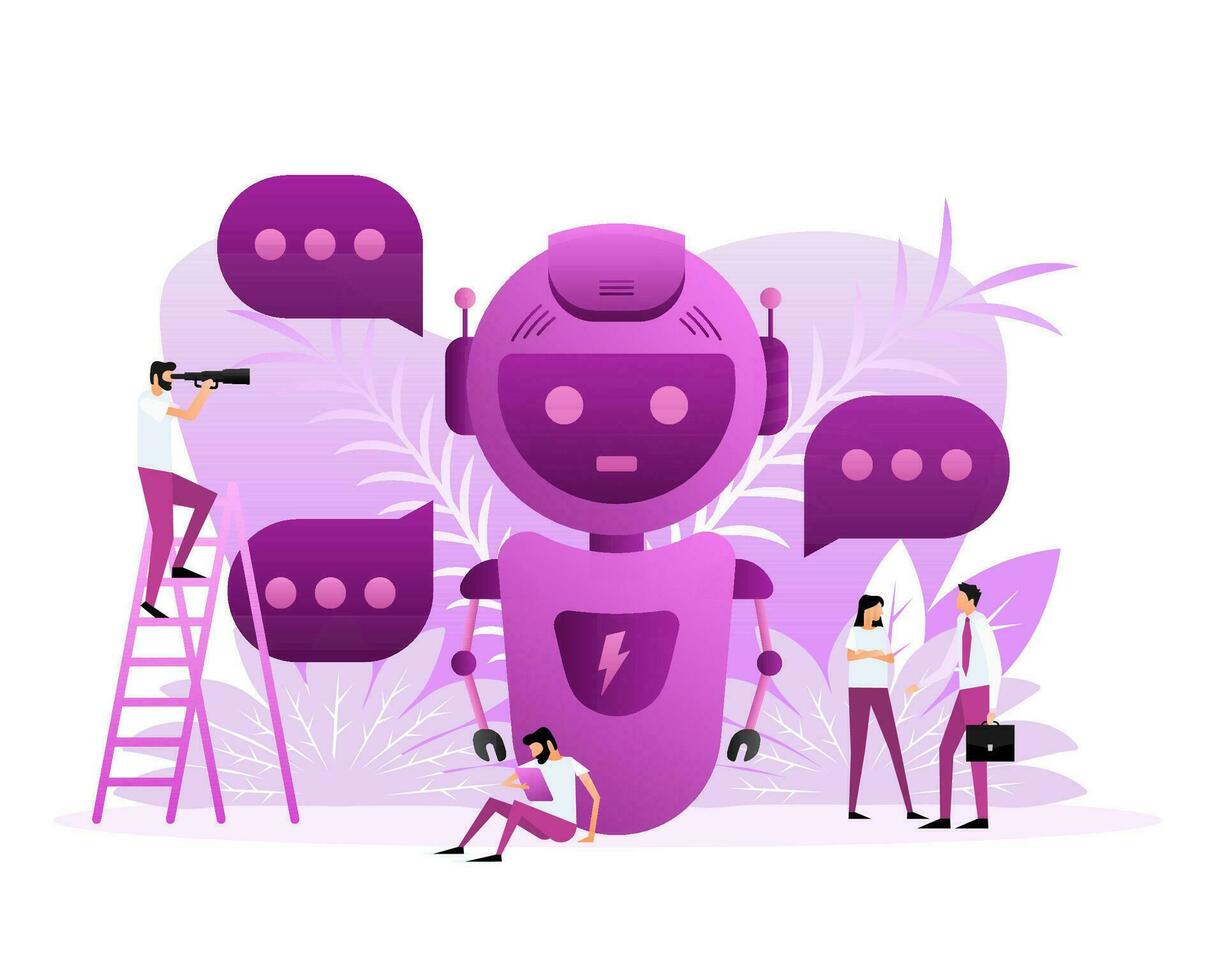 chatbot ícone conceito, bate-papo robô ou chatbot. plano estilo personagens. vetor ilustração.