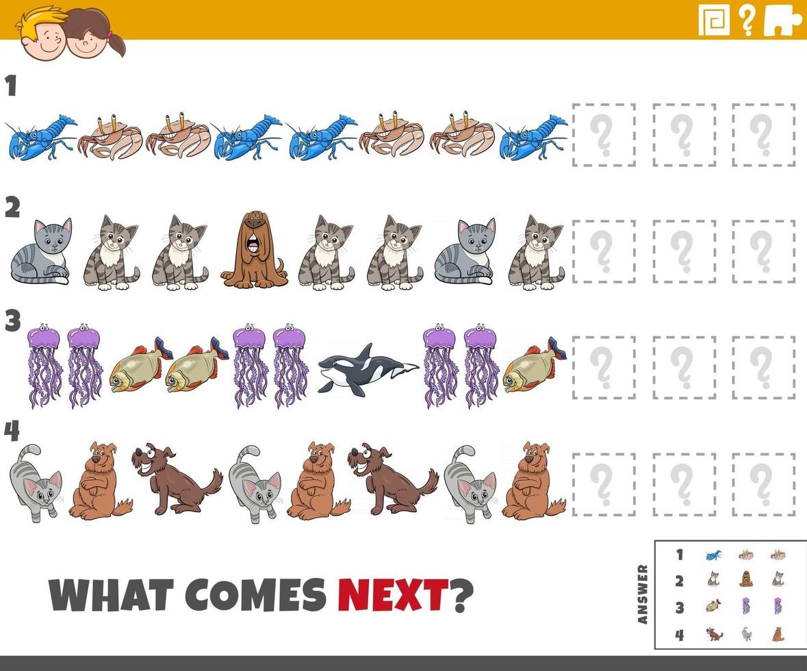 jogo de padrão educacional para crianças com animais em quadrinhos vetor