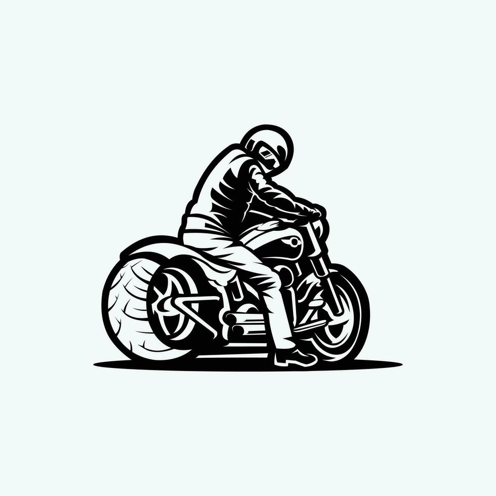 motociclista monocromático silhueta vetor arte ilustração isolado dentro branco fundo