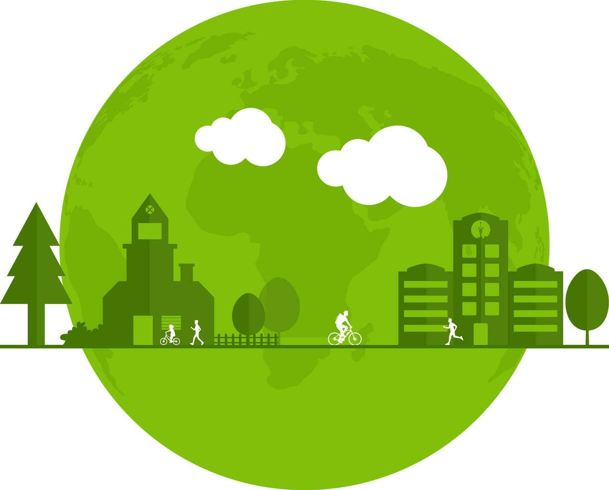 plano ilustração do verde cidade para ecologia conceito. vetor
