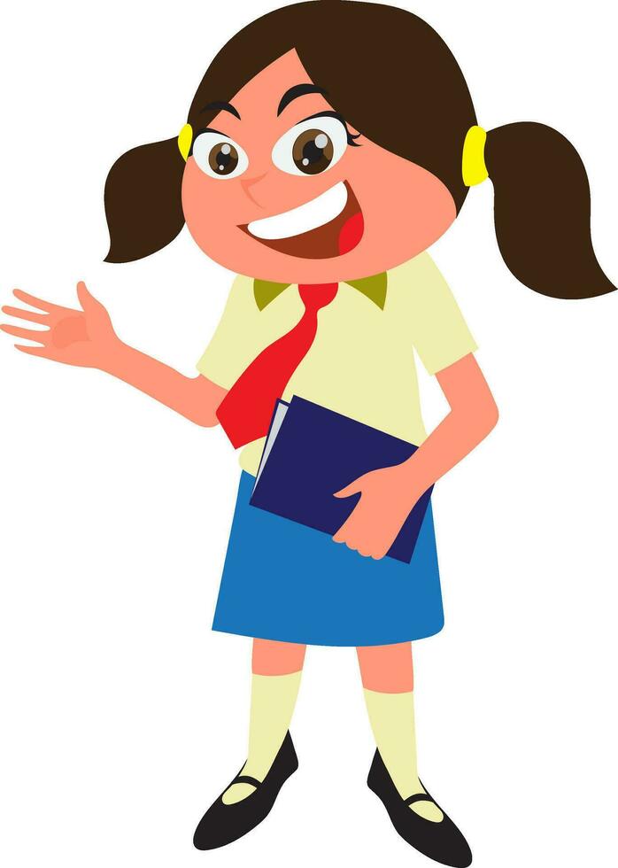ilustração do desenho animado menina com livro. vetor
