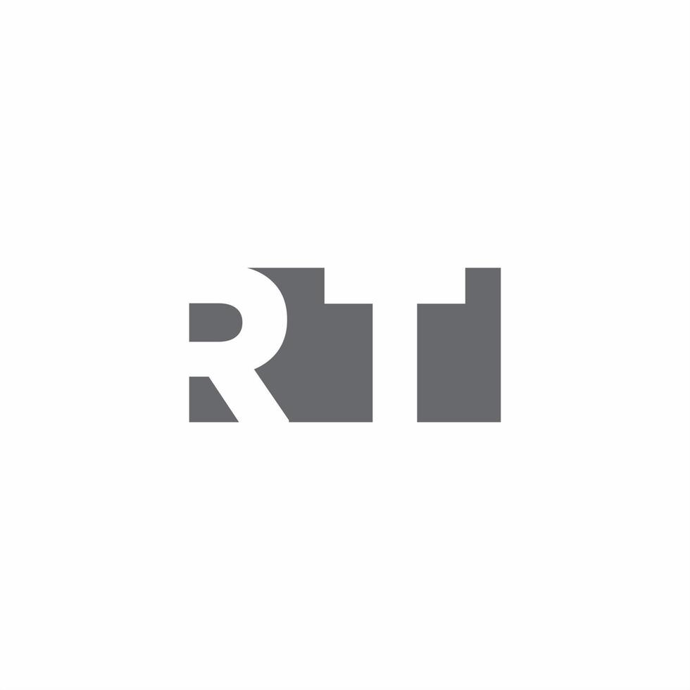 Monograma de logotipo rt com modelo de design de estilo de espaço negativo vetor