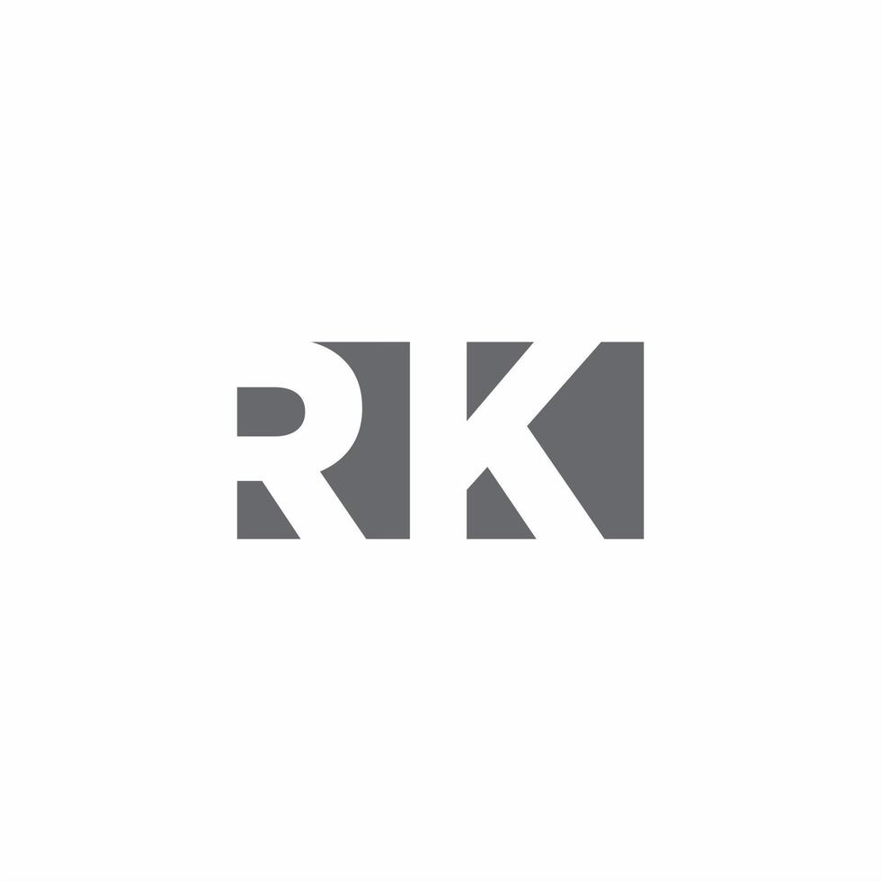 Monograma do logotipo rk com modelo de design de estilo de espaço negativo vetor