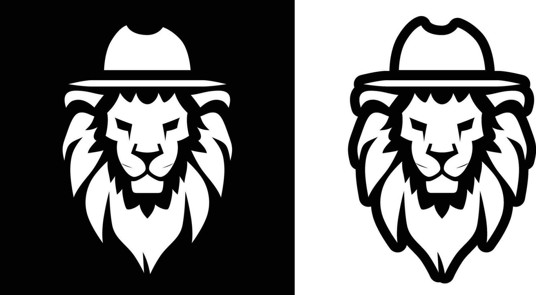 leão vestindo uma chapéu símbolo simples logotipo modelo vetor ilustração, leão, leão dentro uma detetive chapéu , leão cabeça com uma chapéu estoque vetor imagem