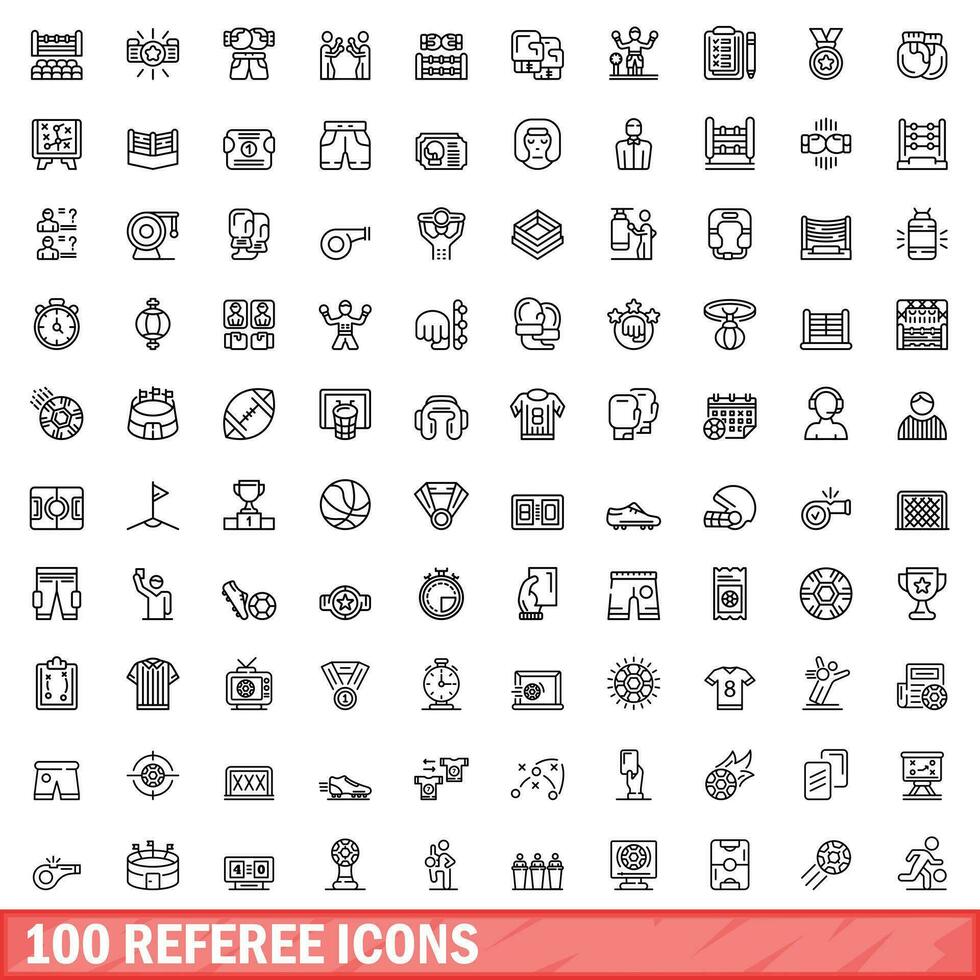 100 juiz ícones definir, esboço estilo vetor