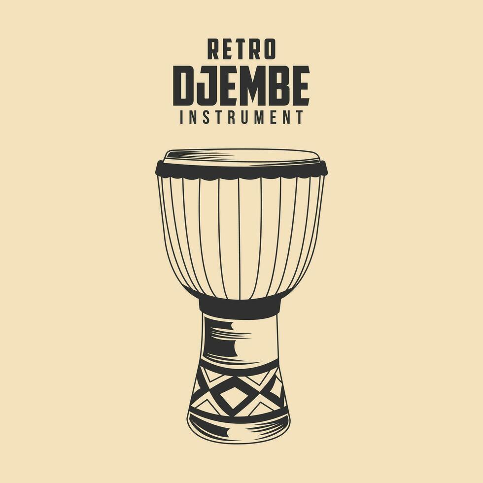 retro djembe música instrumento vetor estoque ilustração