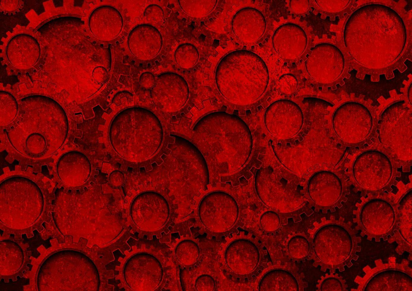 Sombrio vermelho tecnologia engrenagens abstrato grunge fundo vetor