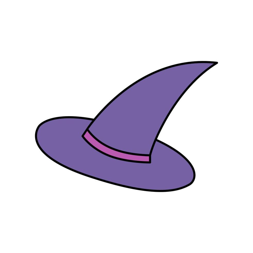 uma bruxa chapéu dentro fofa dia das Bruxas desenho animado tema vetor isolado em branco fundo