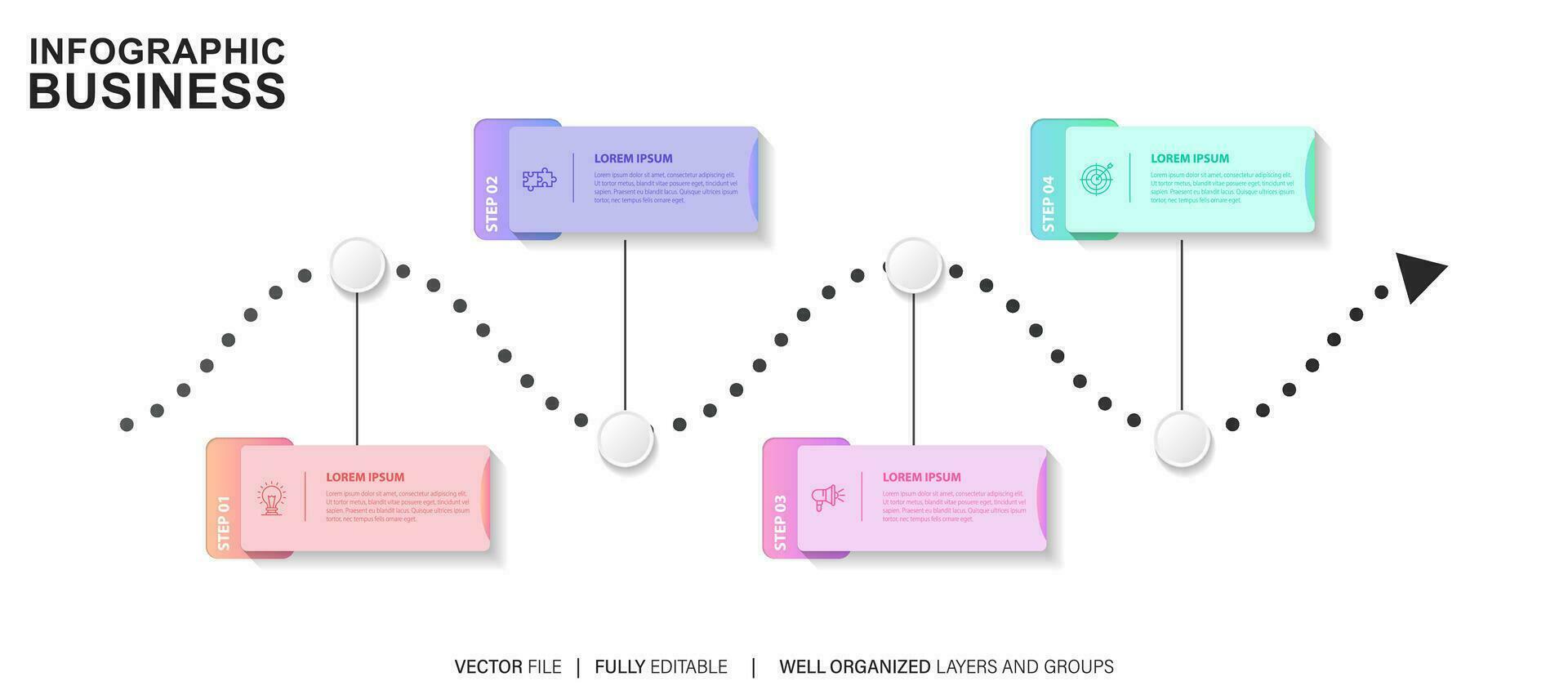 visualização de dados de negócios. linha do tempo infográfico ícones projetados para abstrato base modelo marco elemento diagrama moderno processo tecnologia digital marketing dados apresentação gráfico vetorial vetor