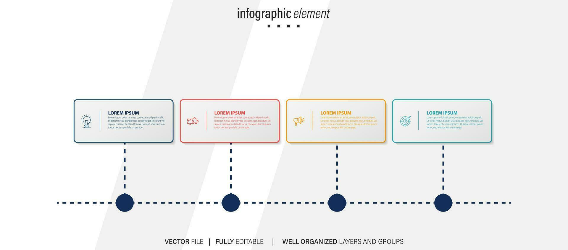 infográfico o negócio apresentação 4 opções para meta. infográfico Setas; flechas. estratégia, marketing, relatório. vetor ilustração.