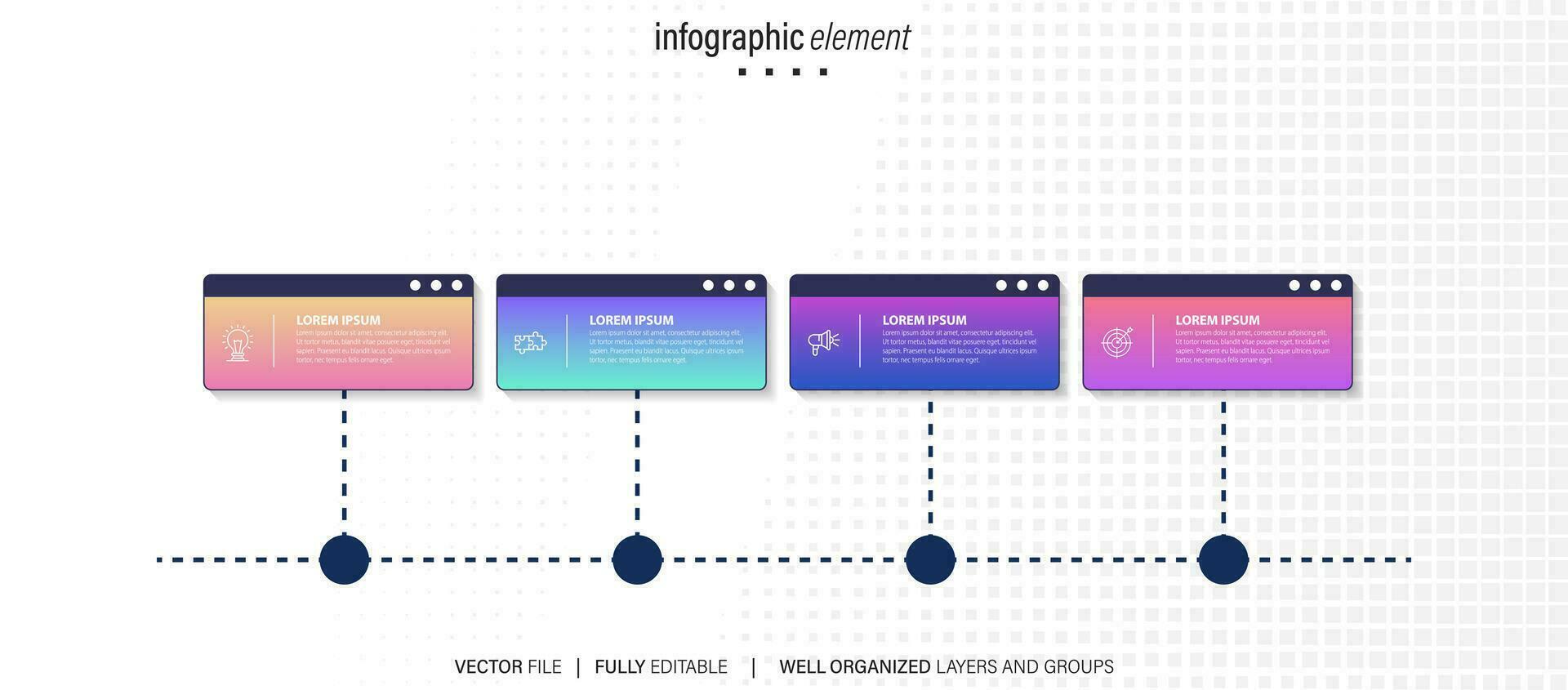 infográfico o negócio apresentação 4 opções para meta. infográfico Setas; flechas. estratégia, marketing, relatório. vetor ilustração.