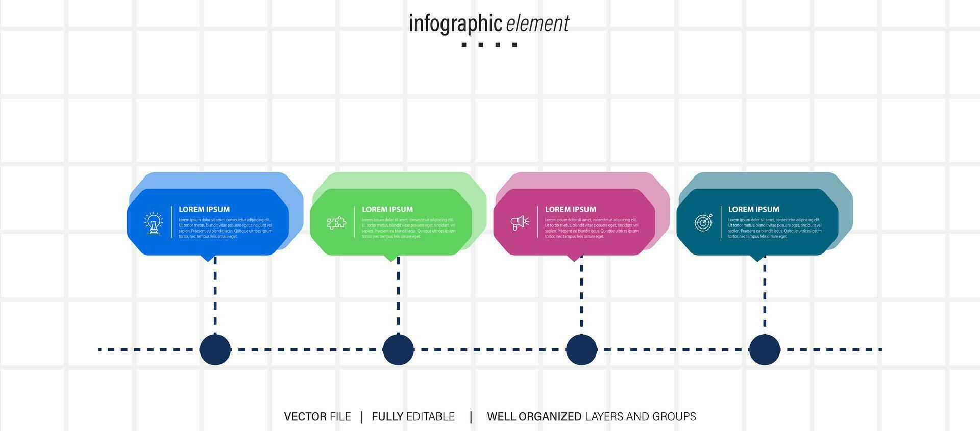 infográfico o negócio apresentação 4 opções para meta. infográfico Setas; flechas. estratégia, marketing, relatório. vetor ilustração.