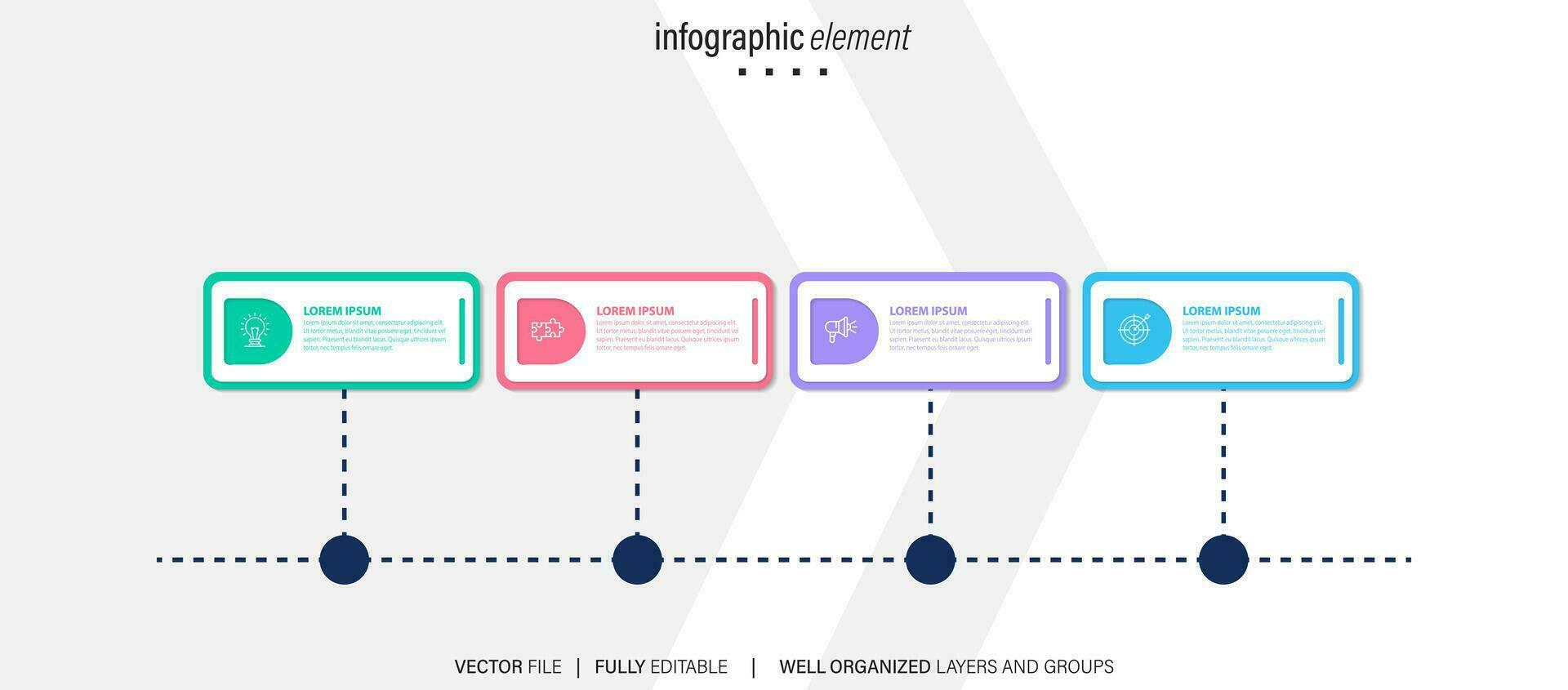 infográfico o negócio apresentação 4 opções para meta. infográfico Setas; flechas. estratégia, marketing, relatório. vetor ilustração.