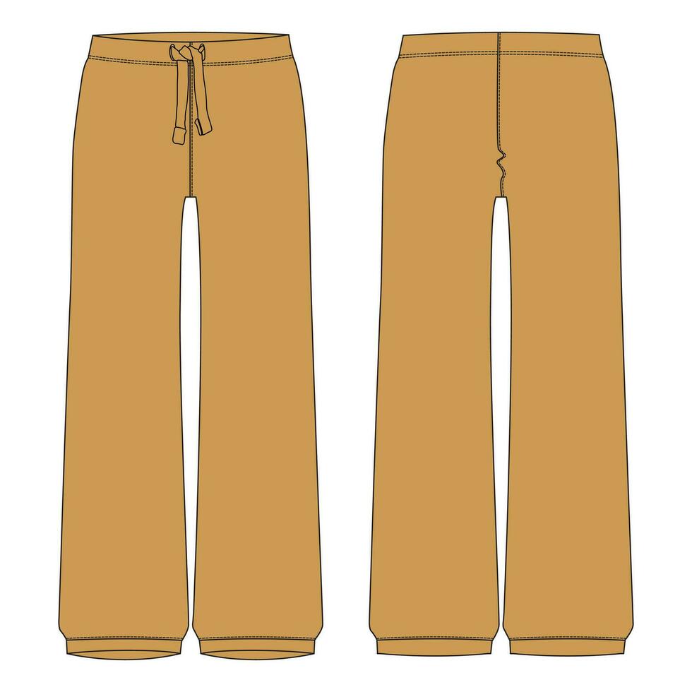 senhoras pijama calça vetor ilustração modelo frente e costas Visualizações